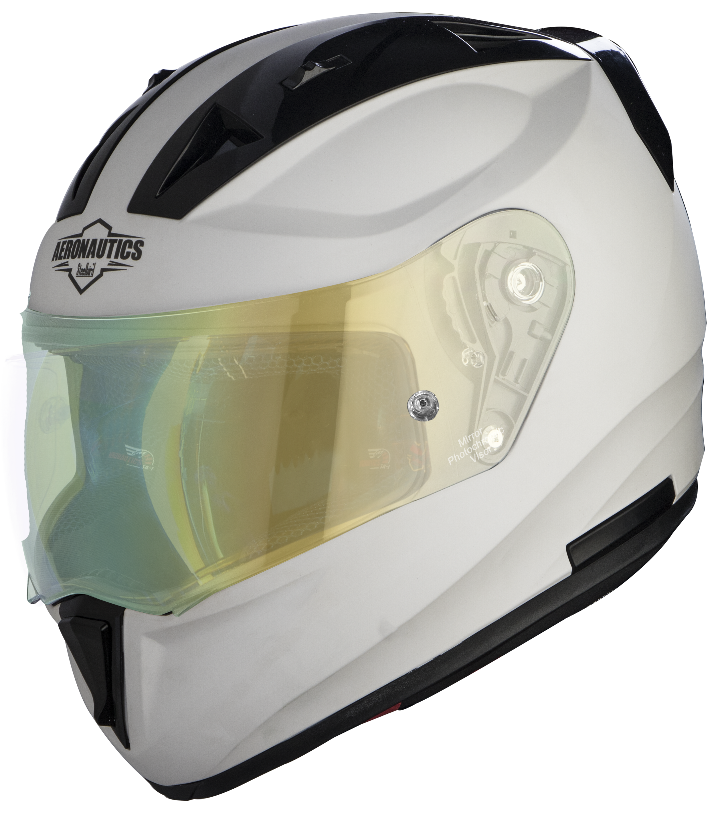 SA-1 Aeronautics Mat White With Anti-Fog Shield Green Night Vision Photochromic Visor